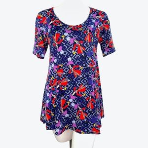 LuLaRoe Captain Hook Disney Print Purple Short Scoop Neck Dress Sz XS